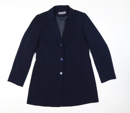 Amaranto Women Navy Blue Long Blazer Jacket Size 14 Tailored Fit