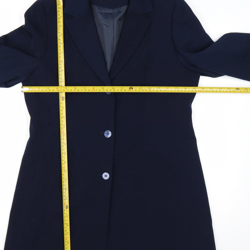 Amaranto Women Navy Blue Long Blazer Jacket Size 14 Tailored Fit