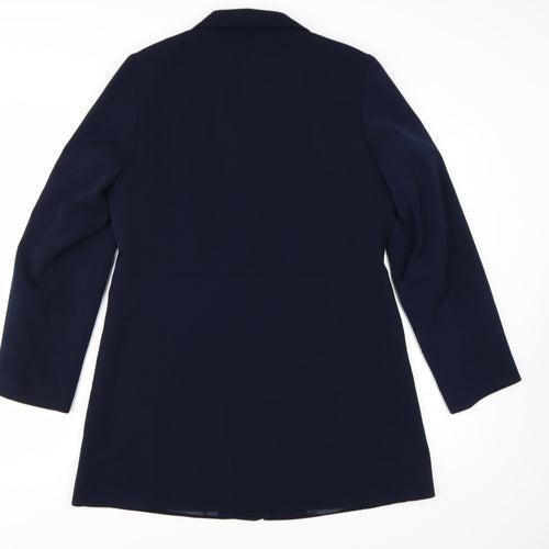 Amaranto Women Navy Blue Long Blazer Jacket Size 14 Tailored Fit