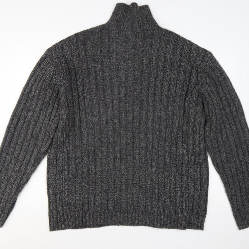 Guess Men's Grey Lambswool 1/2 Zip Chunky Knit Jumper XL