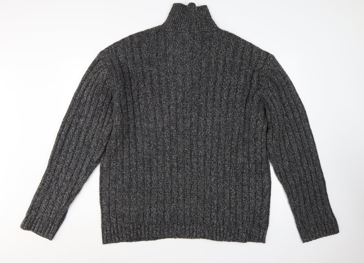 Guess Men's Grey Lambswool 1/2 Zip Chunky Knit Jumper XL