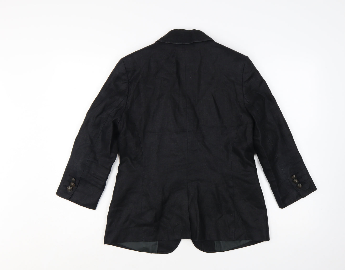 Marks and Spencer Womens Black Linen Single-Breasted Blazer Size 12