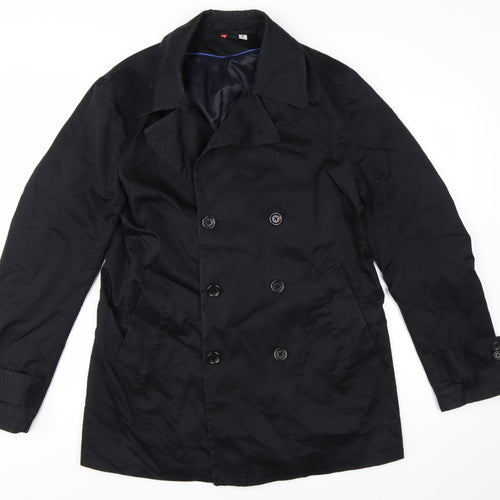 Uniqlo Men's Black Cotton Trench Coat M Mid-Length Classic