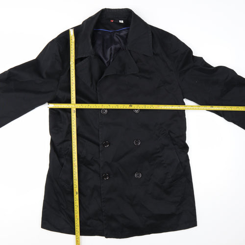 Uniqlo Men's Black Cotton Trench Coat M Mid-Length Classic