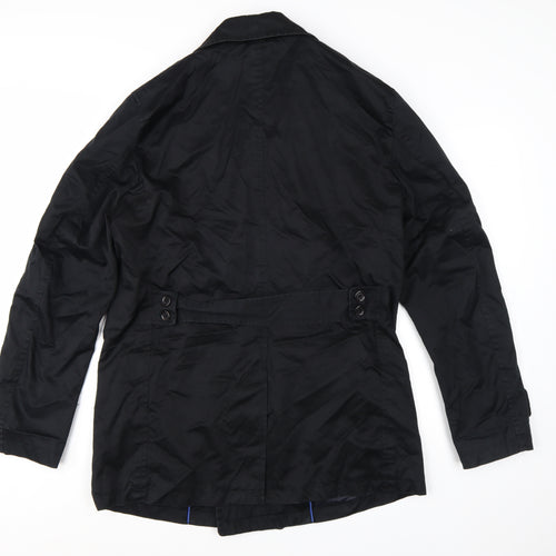 Uniqlo Men's Black Cotton Trench Coat M Mid-Length Classic