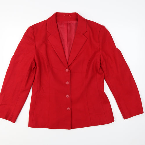 Richards Women Red Wool Blend Single-Breasted Blazer Size 14