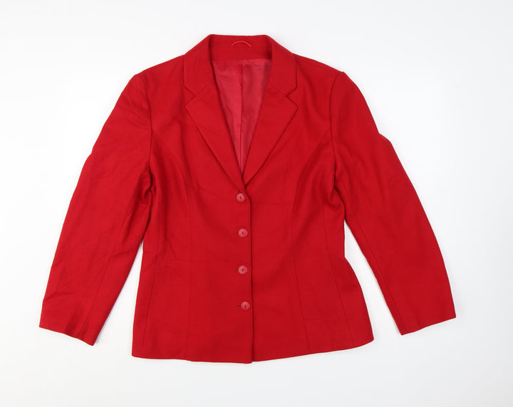 Richards Women Red Wool Blend Single-Breasted Blazer Size 14