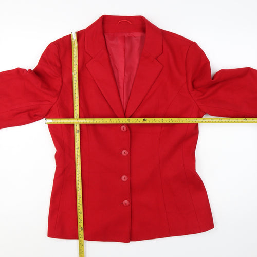 Richards Women Red Wool Blend Single-Breasted Blazer Size 14