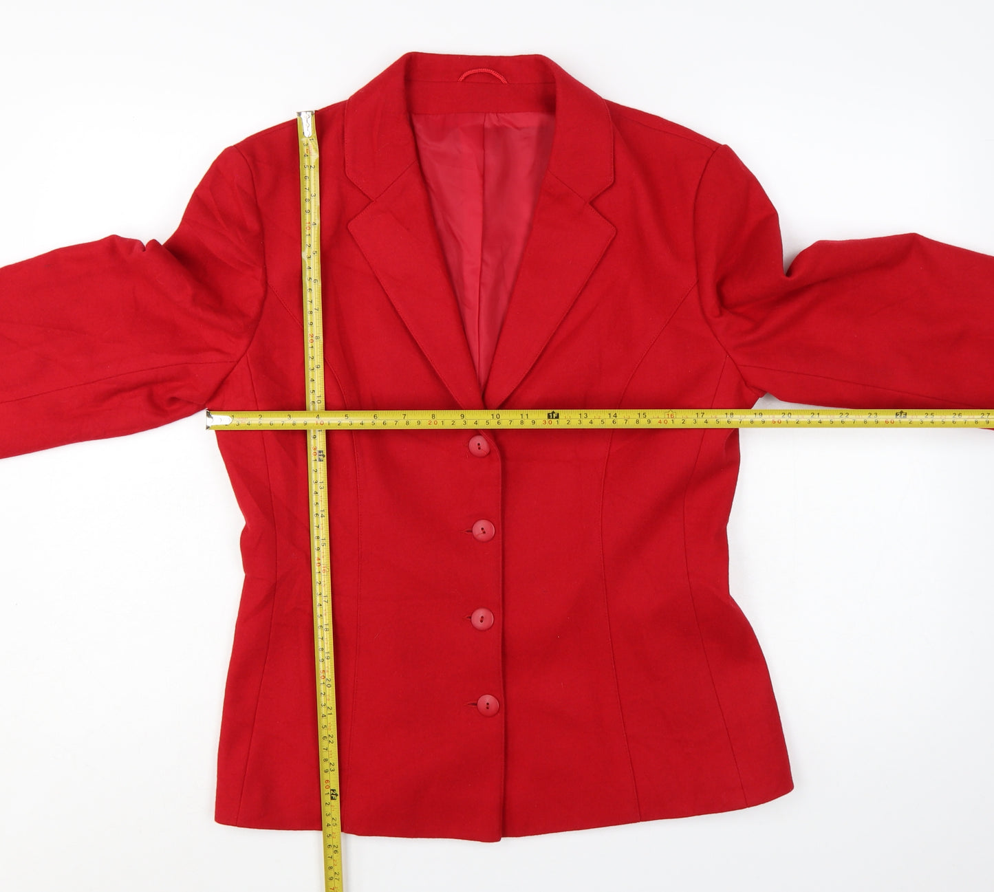 Richards Women Red Wool Blend Single-Breasted Blazer Size 14