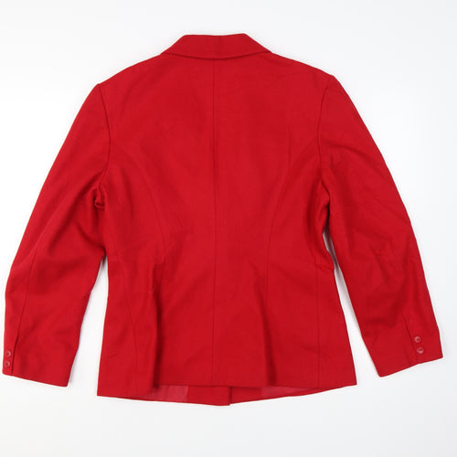 Richards Women Red Wool Blend Single-Breasted Blazer Size 14