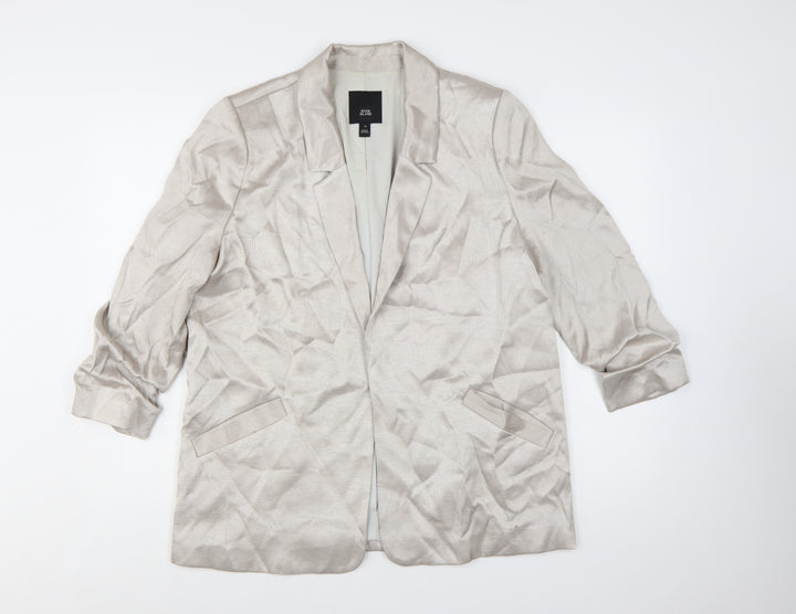 River Island Women’s Beige Tailored Single-Breasted Blazer Size 12