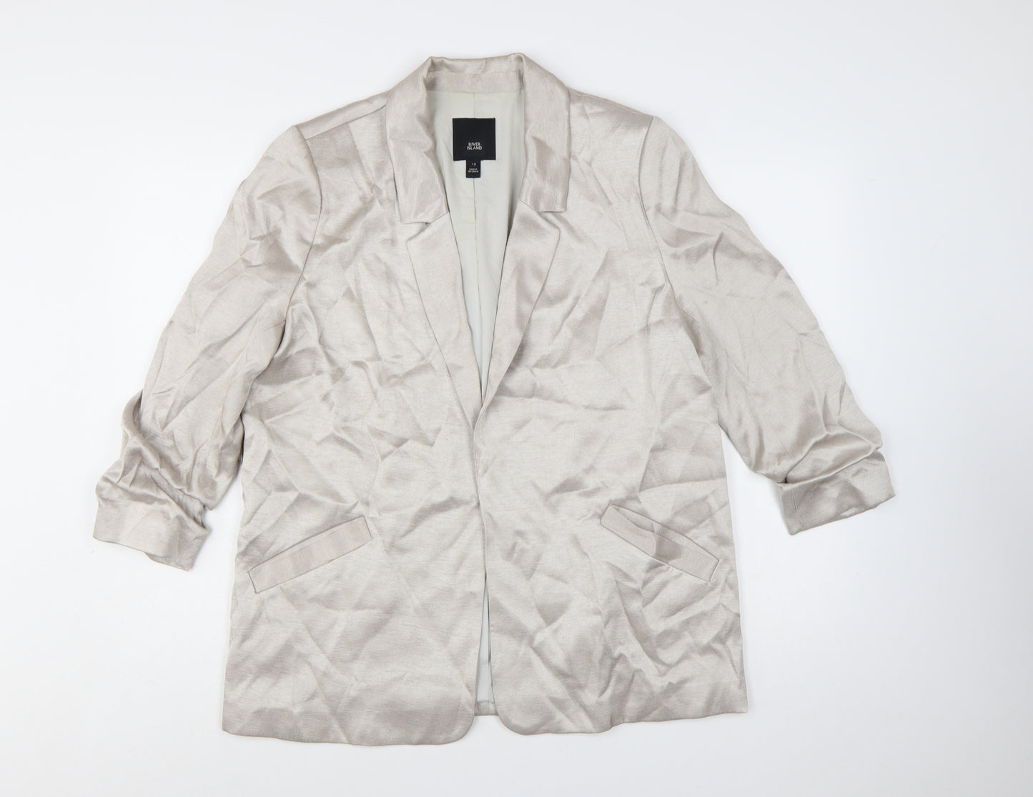 River Island Women’s Beige Tailored Single-Breasted Blazer Size 12