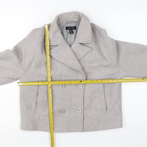 New Look Women Grey Double-Breasted Cropped Blazer UK 12