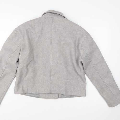 New Look Women Grey Double-Breasted Cropped Blazer UK 12