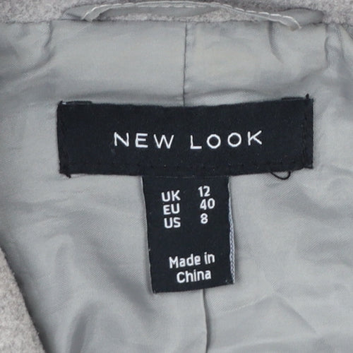 New Look Women Grey Double-Breasted Cropped Blazer UK 12