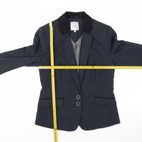 Next Women Blue Check Blazer Size 12 Regular Tailored Jacket
