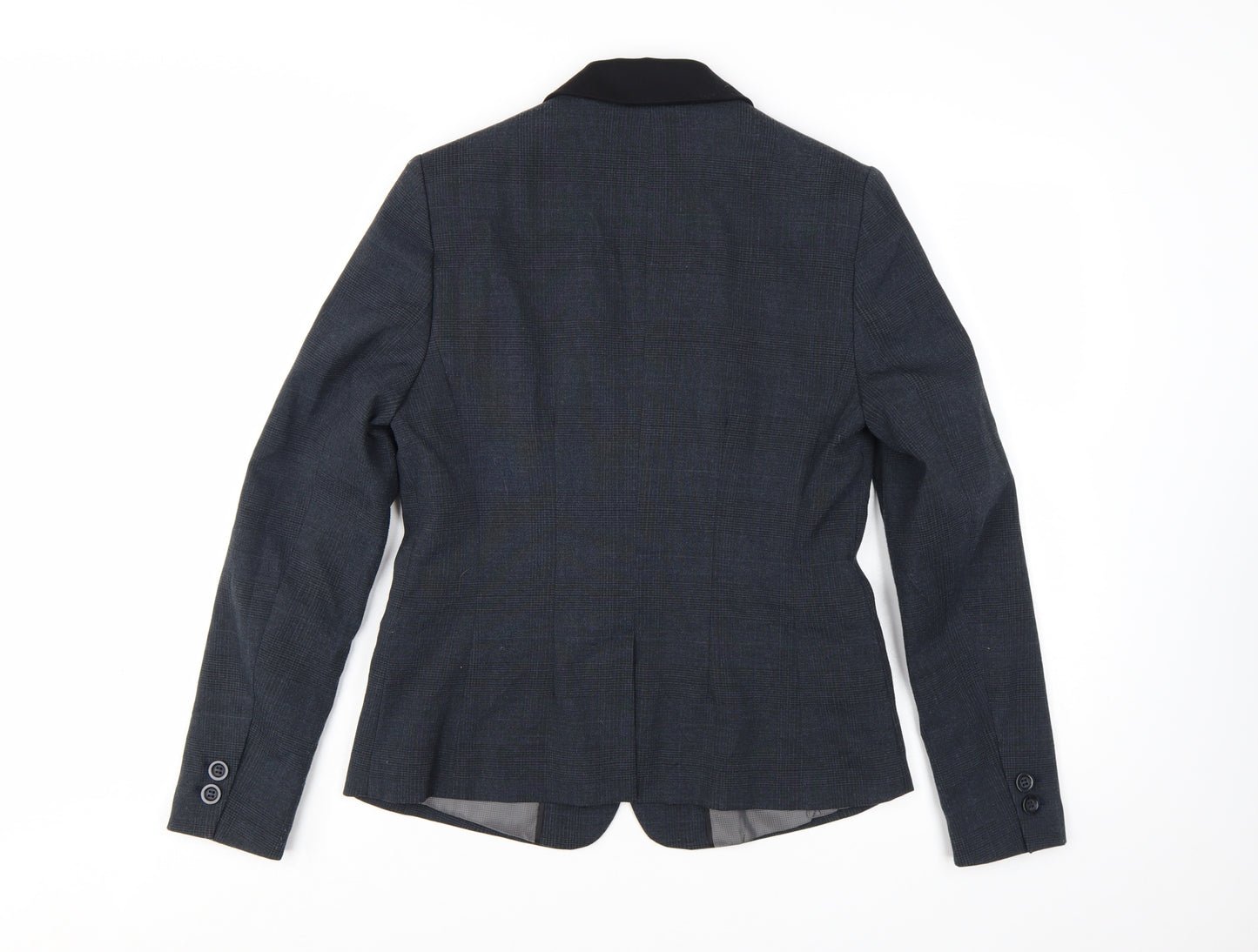 Next Women Blue Check Blazer Size 12 Regular Tailored Jacket
