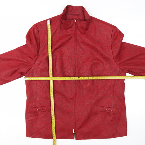 Marcona Women's Red Faux Leather Zip Jacket Size 18 Lined Classic Style