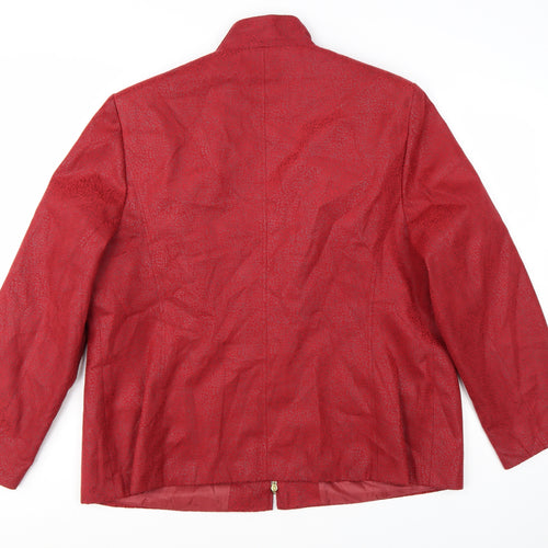 Marcona Women's Red Faux Leather Zip Jacket Size 18 Lined Classic Style