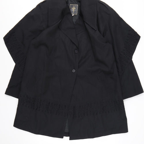 Siren Women’s Black Embroidered Mid-Length Overcoat Size S