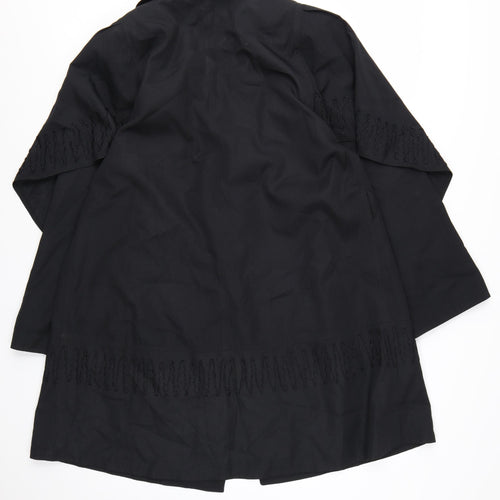 Siren Women’s Black Embroidered Mid-Length Overcoat Size S