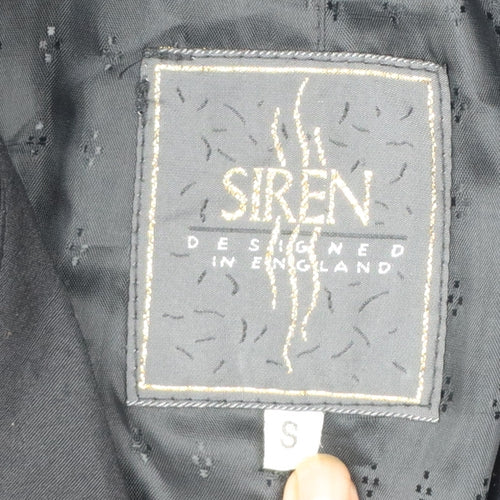 Siren Women’s Black Embroidered Mid-Length Overcoat Size S