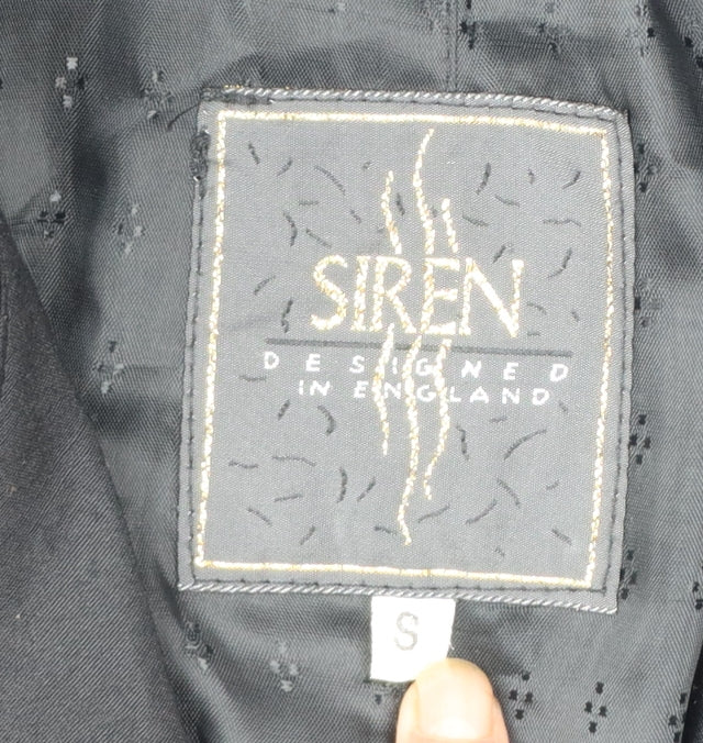 Siren Women’s Black Embroidered Mid-Length Overcoat Size S