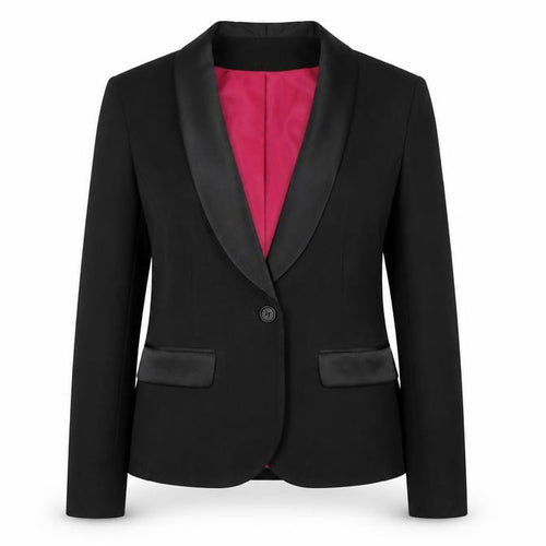 Internacionale Women Black Size 12 Tuxedo Blazer Shawl Lapel Jacket