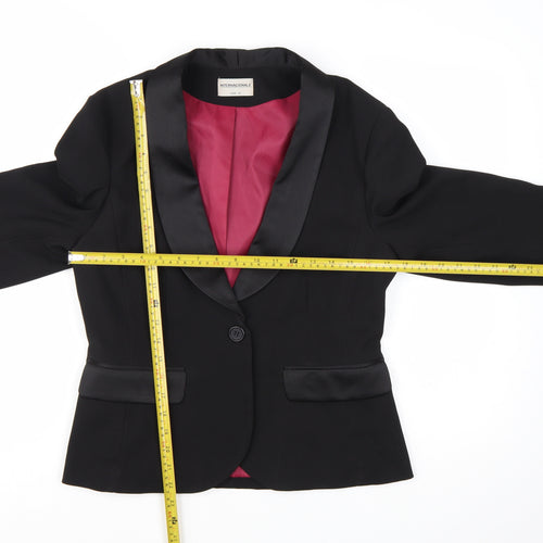 Internacionale Women Black Size 12 Tuxedo Blazer Shawl Lapel Jacket