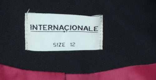 Internacionale Women Black Size 12 Tuxedo Blazer Shawl Lapel Jacket