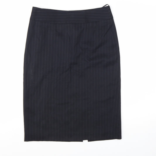 Hugo Boss Women's Black Pinstripe Wool Pencil Skirt Size 6