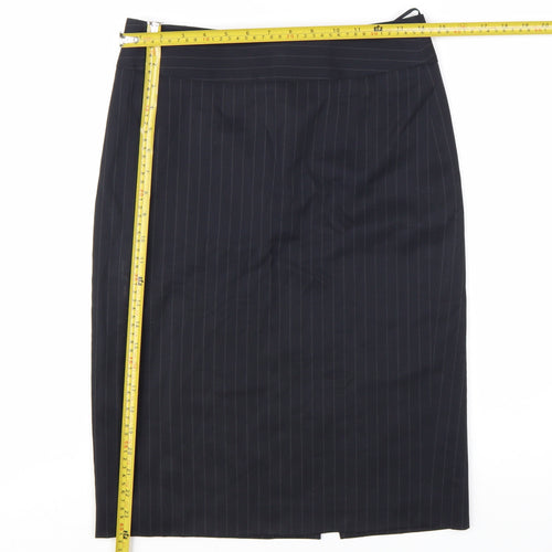 Hugo Boss Women's Black Pinstripe Wool Pencil Skirt Size 6
