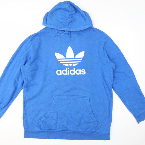 Adidas Men's Blue XL Pullover Hoodie with Trefoil Logo