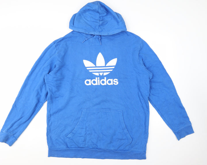 Adidas Men's Blue XL Pullover Hoodie with Trefoil Logo