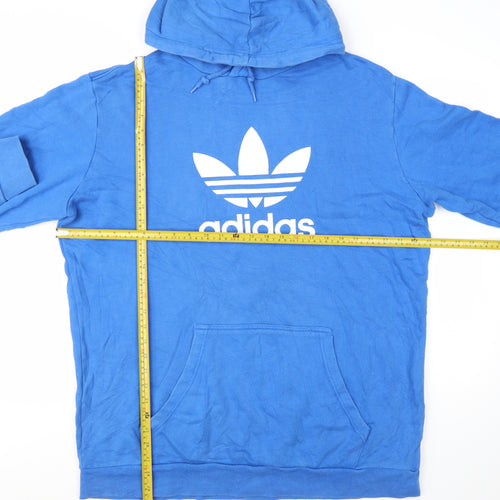 Adidas Men's Blue XL Pullover Hoodie with Trefoil Logo