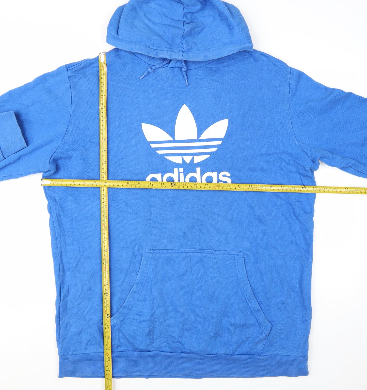 Adidas Men's Blue XL Pullover Hoodie with Trefoil Logo