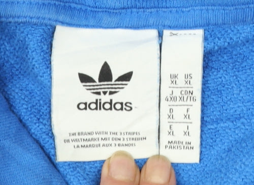 Adidas Men's Blue XL Pullover Hoodie with Trefoil Logo