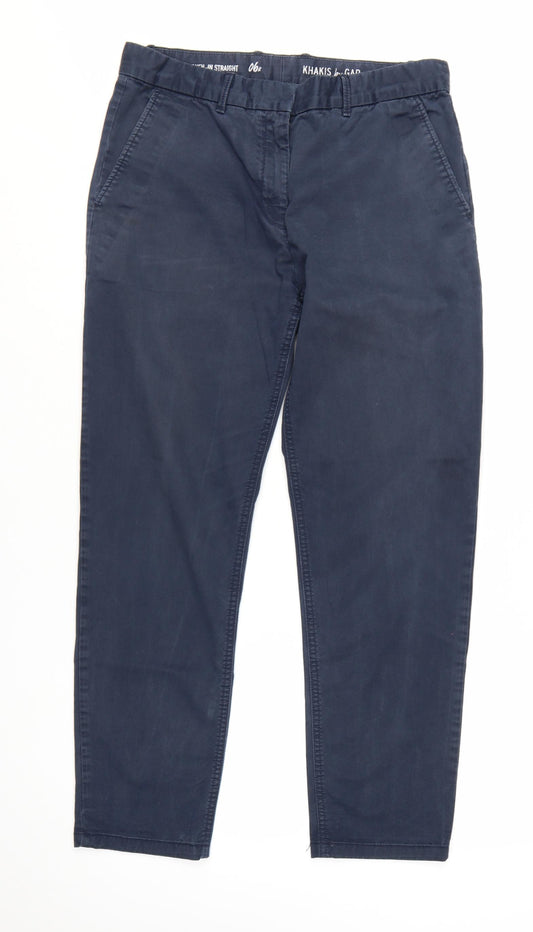 GAP Womens Blue Chino Straight Leg Cotton Stretch Trousers Size 6R