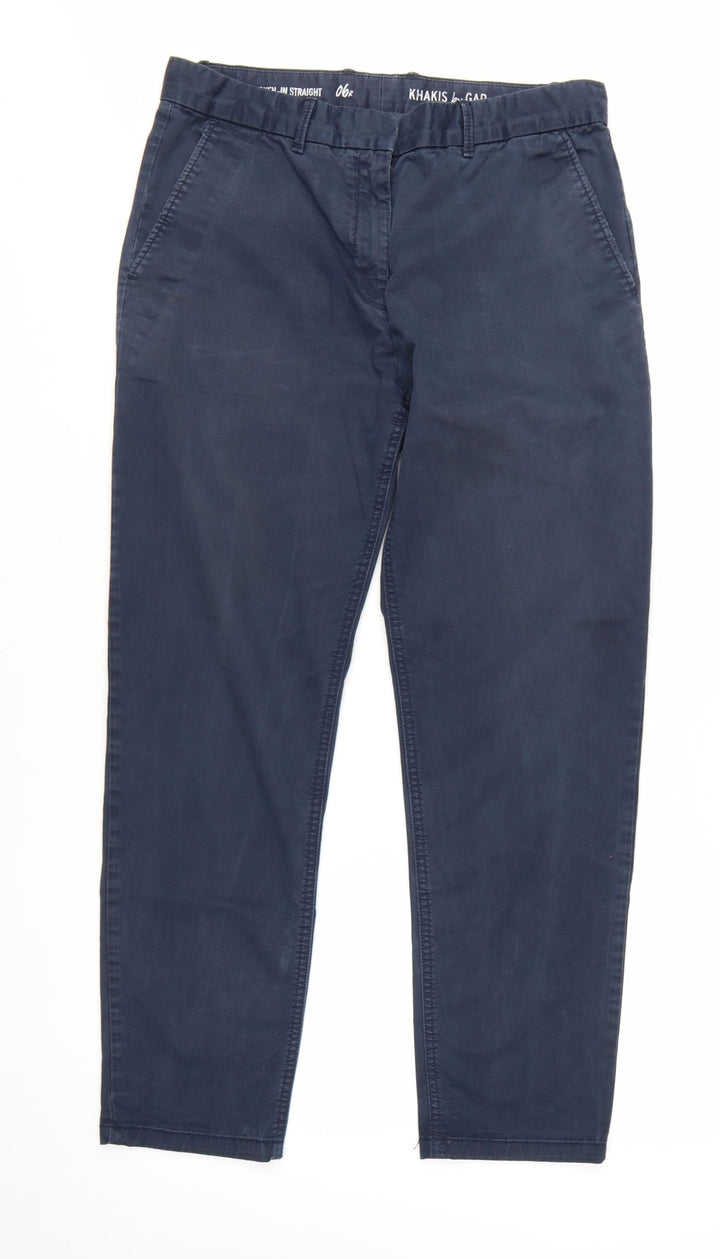 GAP Womens Blue Chino Straight Leg Cotton Stretch Trousers Size 6R