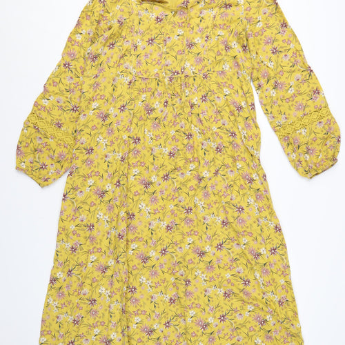 Marks and Spencer Women Yellow Floral Midi Bohemian Dress Size 12