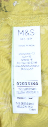 Marks and Spencer Women Yellow Floral Midi Bohemian Dress Size 12