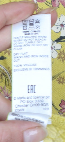 Marks and Spencer Women Yellow Floral Midi Bohemian Dress Size 12