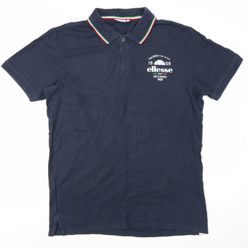 Ellesse Men's Navy Blue Cotton Polo Shirt XXL Classic Fit