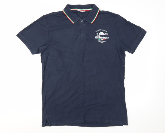 Ellesse Men's Navy Blue Cotton Polo Shirt XXL Classic Fit