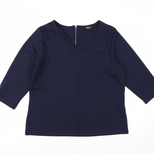 Klass Women Blue L Basic 3/4 Sleeve Jersey Blouse