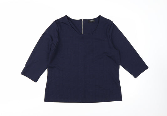 Klass Women Blue L Basic 3/4 Sleeve Jersey Blouse