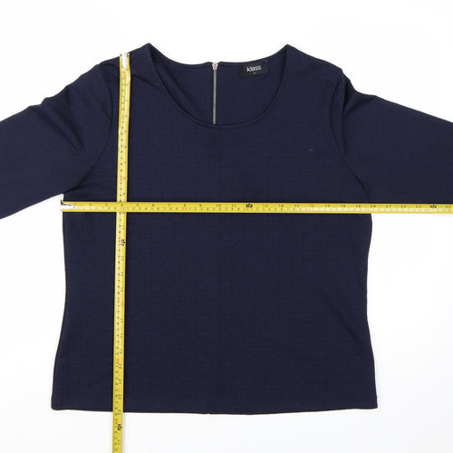 Klass Women Blue L Basic 3/4 Sleeve Jersey Blouse