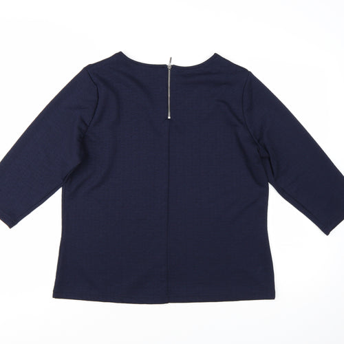 Klass Women Blue L Basic 3/4 Sleeve Jersey Blouse