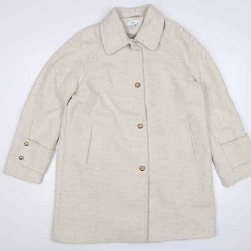 Next Women’s Beige Herringbone Wool Blend Mid-Length Coat Size 14
