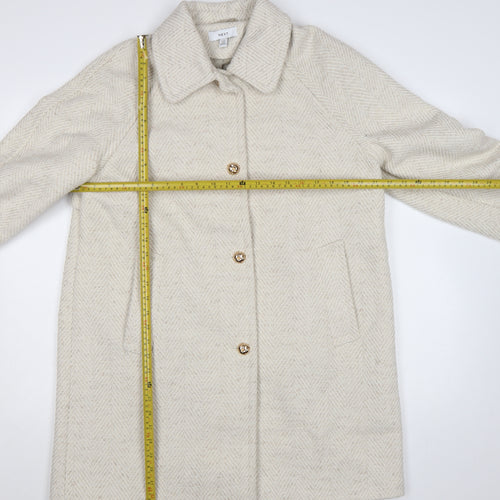 Next Women’s Beige Herringbone Wool Blend Mid-Length Coat Size 14